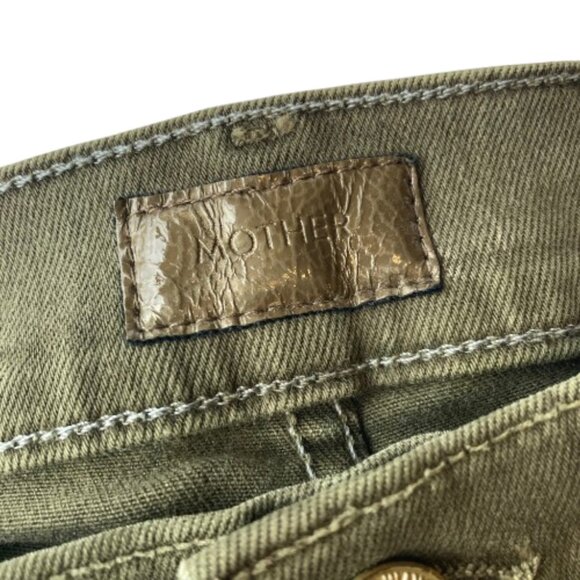 Mother The Dropout Distressed Crop Jeans Women's 29 Moss Green - Picture 5 of 14